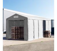 TOOLPORT 6x12 m tente de stockage, PVC 850, H. 4 m avec portes à fermeture éclair, gris, avec statique (type de sol : terre) - (93806)