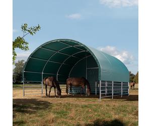 TOOLPORT 6x6 m Abri tunnel, Bâche PVC, vert foncé, type de sol : terre - (330616)