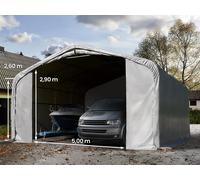 TOOLPORT 6x6 m, Tente garage de stockage, PVC 850, porte 4,1x2,9 m, gris, avec statique (type de sol : terre) - (99519)