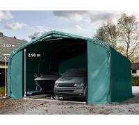 TOOLPORT 6x6 m, Tente garage de stockage, PVC 850, porte 4,1x2,9 m, vert foncé, avec statique (type de sol : béton) - (99427)