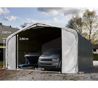 TOOLPORT 7x7 m, Tente garage de stockage, PVC 850, porte 5,0x2,9 m, gris, avec statique (type de sol : terre) - (99456)