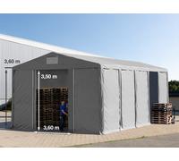 TOOLPORT 8x10 m tente de stockage, PVC 850, H. 3,6 m avec porte coulissante, gris, avec statique (type de sol : terre) - (93817)