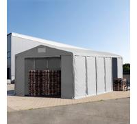 TOOLPORT 8x12 m tente de stockage, PVC 850, H. 3,6 m avec portes à fermeture éclair, gris, avec statique (type de sol : terre) - (93825)