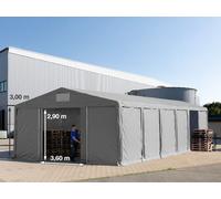 TOOLPORT 8x12 m tente de stockage, PVC 850, H. 3 m avec porte coulissante, gris, avec statique (type de sol : béton) - (94054)