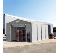 TOOLPORT 8x12 m tente de stockage, PVC 850, H. 4 m avec porte actionnée par traction, gris, avec statique (type de sol : terre) - (93835)