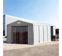 TOOLPORT 8x24 m tente de stockage, PVC 850, H. 4 m avec portes à fermeture éclair, gris, avec statique (type de sol : béton) - (94274)