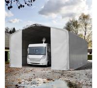 TOOLPORT 8x24 m, Tente garage de stockage, PRIMEtex 2300, porte 4,0x4,7 m, gris, avec statique (type de sol : terre) - (99467)