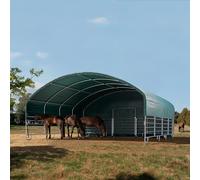 TOOLPORT 8x8 m Abri cheval, Bâche PVC, vert foncé, type de sol : béton - (330621)
