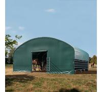 TOOLPORT 8x8 m Abri tunnel, Bâche PVC, vert foncé, type de sol : terre - (330622)