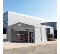 TOOLPORT 8x8 m tente de stockage, PVC 850, H. 3 m avec porte actionnée par traction, gris, avec statique (type de sol : béton) - (94044)