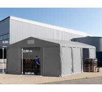 TOOLPORT 8x8 m tente de stockage, PVC 850, H. 3 m avec porte coulissante, gris, avec statique (type de sol : béton) - (94045)