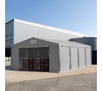 TOOLPORT 8x8 m tente de stockage, PVC 850, H. 3 m avec portes à fermeture éclair, gris, avec statique (type de sol : terre) - (93809)