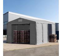 TOOLPORT 8x8 m tente de stockage, PVC 850, H. 4 m avec portes à fermeture éclair, gris, avec statique (type de sol : terre) - (93831)