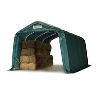 TOOLPORT Abri foin robuste 3,3x4,8 m étanche bâche PVC 800N, vert, ancrage pour sol dur