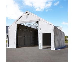 TOOLPORT Everest 10x20 m hangar avec fenêtres dans le toit, porte 4x4 m, PRIMEtex 2300, gris, avec statique (type de sol : terre) - (49838)