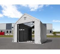 TOOLPORT Everest 4x8 m hangar avec fenêtres dans le toit, porte 3x3 m, PRIMEtex 2300, gris, avec statique (type de sol : béton) - (49831)