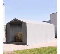 TOOLPORT Outlander 4x10 m hangar, PVC 850, H. 3 m avec portes à fermeture éclair, gris, avec statique (type de sol : béton) - (94087)
