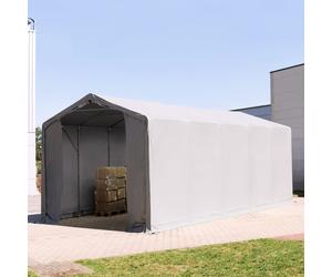 TOOLPORT Outlander 4x10 m hangar, PVC 850, H. 3 m avec portes à fermeture éclair, gris, avec statique (type de sol : béton) - (94087)