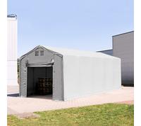 TOOLPORT Outlander 4x12 m hangar, PVC 850, H. 3m avec porte actionnée par traction, gris, avec statique (type de sol : terre) - (94316)