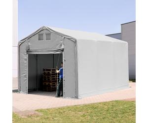 TOOLPORT Outlander 4x6 m hangar, PVC 850, H. 3m avec porte actionnée par traction, gris, avec statique (type de sol : terre) - (93846)