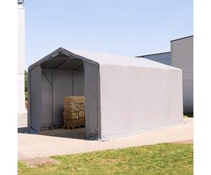 TOOLPORT Outlander 4x8 m hangar, PVC 850, H. 3 m avec portes à fermeture éclair, gris, avec statique (type de sol : béton) - (94083)
