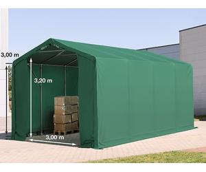 TOOLPORT Outlander 4x8 m hangar, PVC 850, H. 3 m avec portes à fermeture éclair, vert foncé, avec statique (type de sol : béton) - (94076)