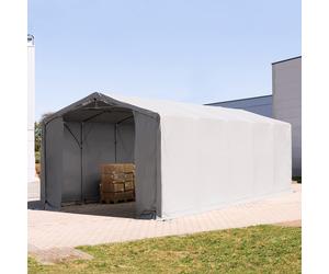 TOOLPORT Outlander 5x10 m hangar, PVC 850, H. 3 m avec portes à fermeture éclair, gris, avec statique (type de sol : béton) - (94094)