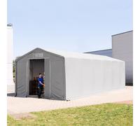 TOOLPORT Outlander 5x12 m hangar, PVC 850, H. 3 m avec porte coulissante, gris, avec statique (type de sol : béton) - (94099)