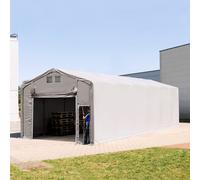 TOOLPORT Outlander 5x12 m hangar, PVC 850, H. 3m avec porte actionnée par traction, gris, avec statique (type de sol : béton) - (94098)