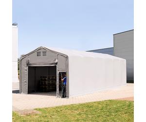 TOOLPORT Outlander 5x12 m hangar, PVC 850, H. 3m avec porte actionnée par traction, gris, avec statique (type de sol : terre) - (93864)