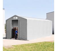 TOOLPORT Outlander 6x12 m hangar, PVC 850, H. 3,6 m avec porte coulissante et fenêtres dans le toit, gris, avec statique (type de sol : terre) - (93896)