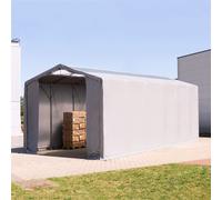 TOOLPORT Outlander 6x12 m hangar, PVC 850, H. 3,6 m avec portes à fermeture éclair et fenêtres dans le toit, gris, avec statique (type de sol : béton) - (94128)