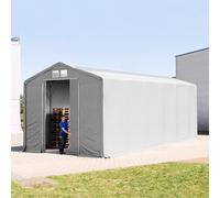 TOOLPORT Outlander 6x12 m hangar, PVC 850, H. 3 m avec porte coulissante et fenêtres dans le toit, gris, avec statique (type de sol : béton) - (94127)