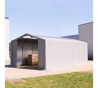 TOOLPORT Outlander 6x12 m hangar, PVC 850, H. 3 m avec portes à fermeture éclair et fenêtres dans le toit, gris, avec statique (type de sol : béton) - (94125)