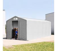 TOOLPORT Outlander 6x12 m hangar, PVC 850, H. 4 m avec porte coulissante et fenêtres dans le toit, gris, avec statique (type de sol : terre) - (93902)