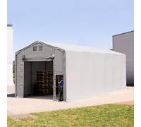 TOOLPORT Outlander 6x12 m hangar, PVC 850, H. 4m avec porte actionnée par traction, gris, avec statique (type de sol : béton) - (94132)