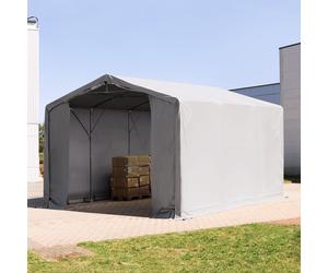 TOOLPORT Outlander 6x6 m hangar, PVC 850, H. 3 m avec portes à fermeture éclair, gris, avec statique (type de sol : béton) - (94106)