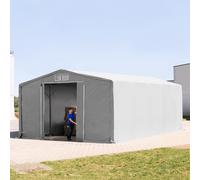 TOOLPORT Outlander 8x10 m hangar, PVC 850, H. 3,6 m avec porte coulissante, gris, avec statique (type de sol : béton) - (94151)