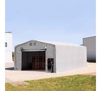 TOOLPORT Outlander 8x10 m hangar, PVC 850, H. 3,6m avec porte actionnée par traction, gris, avec statique (type de sol : béton) - (94150)