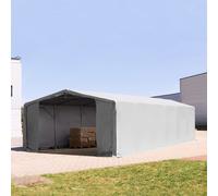 TOOLPORT Outlander 8x12 m hangar, PVC 850, H. 3 m avec portes à fermeture éclair, gris, avec statique (type de sol : terre) - (93921)