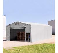 TOOLPORT Outlander 8x16 m hangar, PRIMEtex 2300, H. 4m avec porte actionnée par traction, gris, avec statique (type de sol : terre) - (94003)