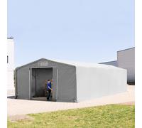 TOOLPORT Outlander 8x16 m hangar, PVC 850, H. 3 m avec porte coulissante, gris, avec statique (type de sol : terre) - (94311)