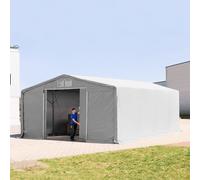 TOOLPORT Outlander 8x8 m hangar, PVC 850, H. 3 m avec porte coulissante, gris, avec statique (type de sol : terre) - (93905)