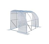 TOOLPORT Serre adossée 2x3 m en PE 180 g/m² stabilisé UV avec Structure en Acier galvanisé, Serre à tomates avec fenêtres latérales