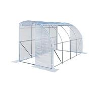 TOOLPORT Serre adossée 2x4 m en PE 180 g/m² stabilisé UV avec Structure en Acier galvanisé, Serre à tomates avec fenêtres latérales