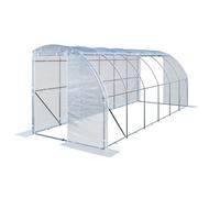TOOLPORT Serre adossée 2x6 m en PE 180 g/m² stabilisé UV avec Structure en Acier galvanisé, Serre à tomates avec fenêtres latérales