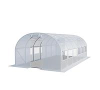 TOOLPORT Serre de Jardin Serre Tunnel Plastique Robuste 4x6m - Bâche PE 180g/m² Blanc Transparent