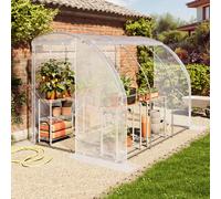 TOOLPORT Serre tunnel adossée 2 x 3 m, bâche en PE, blanche - (9032)