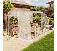 TOOLPORT Serre tunnel adossée 2 x 4 m, bâche en PE, blanche - (9033)