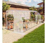 TOOLPORT Serre tunnel adossée 2 x 6 m, bâche en PE, blanche - (9034)